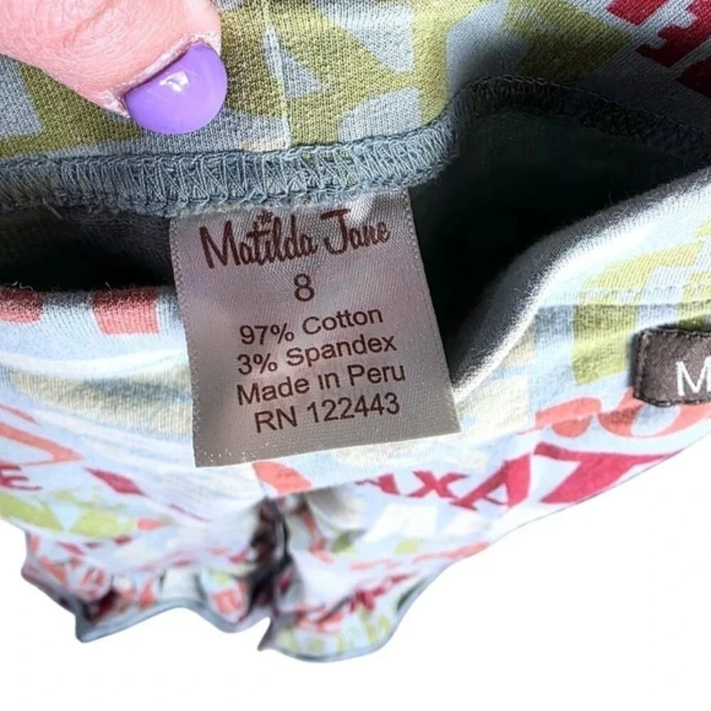 Matilda Jane Girls Size 8 Road Trip Typography Dress & Ruffle Leggings‎ Set Blue